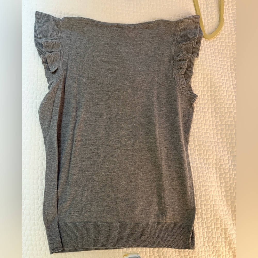 Talbots Gray Ruffled Cut Out Tank Top - Picture 3 of 3